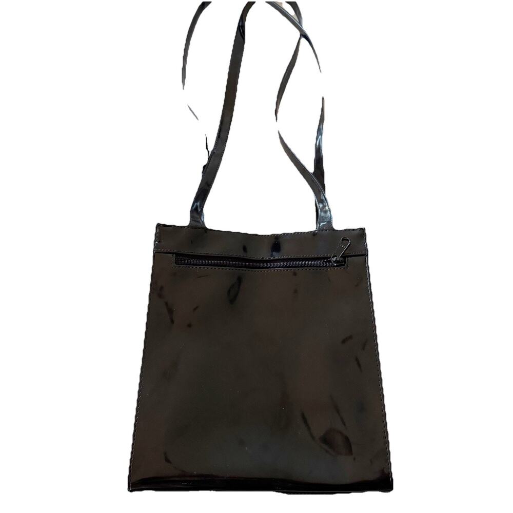 Liz Claiborne Black Patent Leather Faux? Shoulder Tote Bag Purse Vintage‎